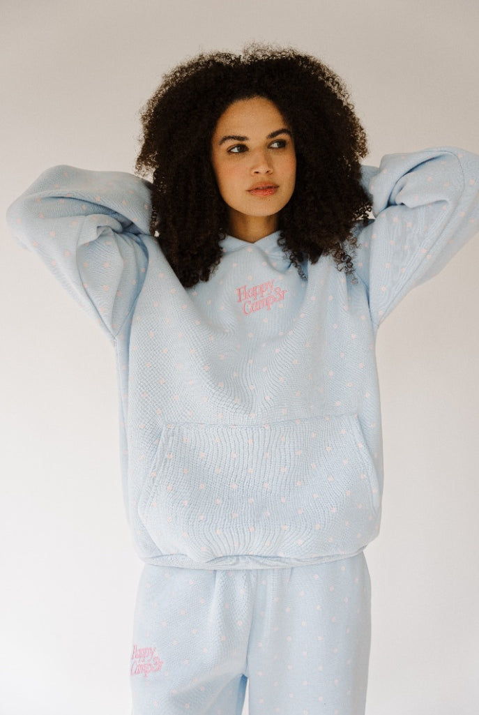 Polka dot hoodie Blue and pink