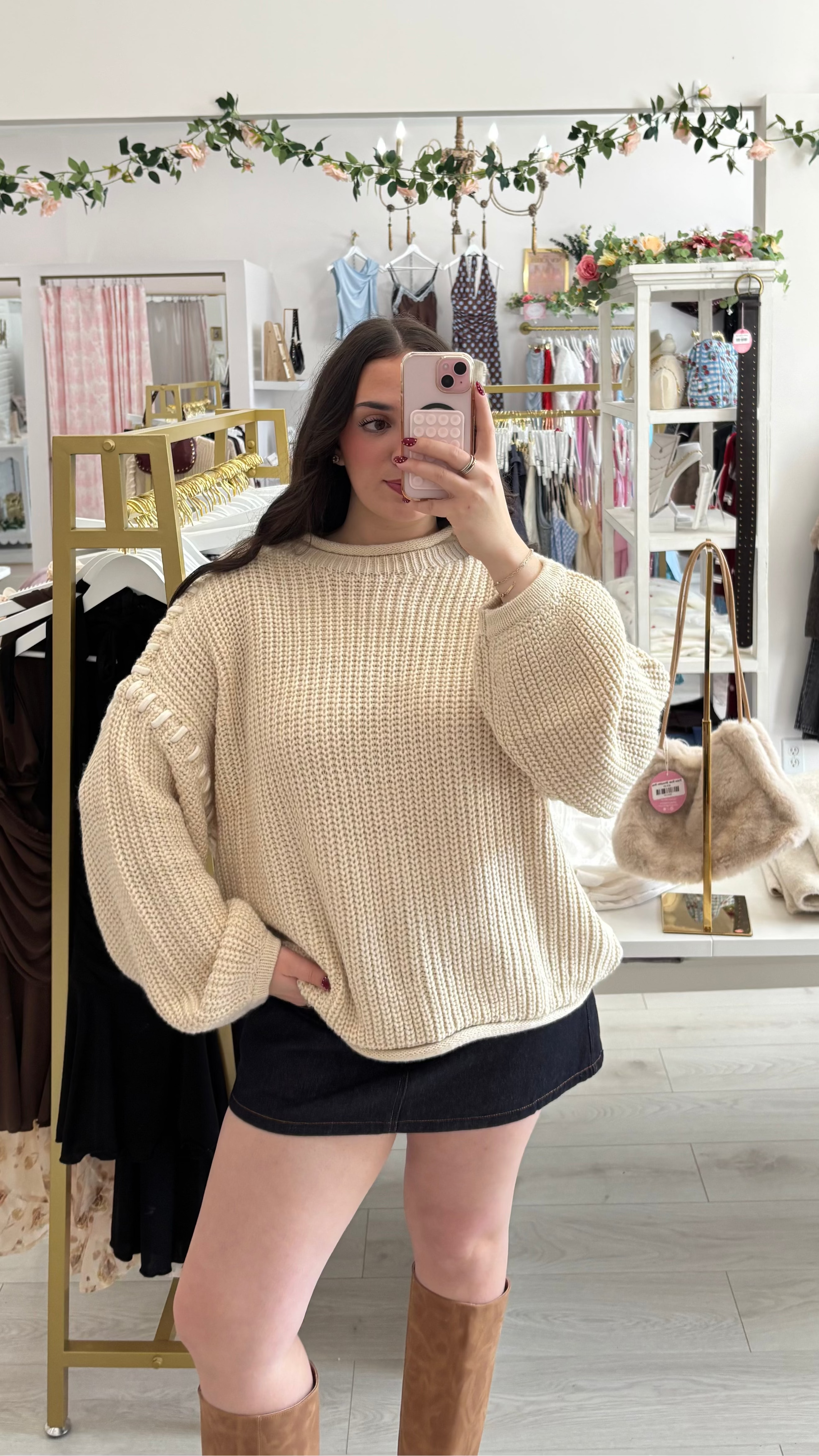 taupe knit chunky sweater 